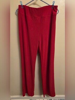 Boston Proper Red Wide Leg Palazzo  Stretch Pants Medium Holiday Travel Office
